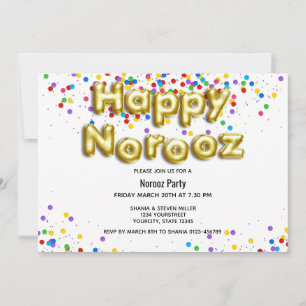 Gold Balloon Happy Norooz Persian New Year Einladung