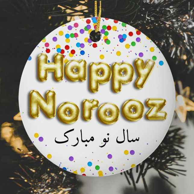 Gold Balloon Happy Norooz Persian New Year Keramik Ornament (Von Creator hochgeladen)