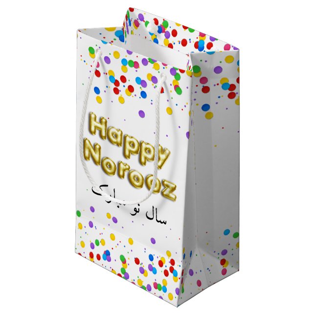 Gold Balloon Happy Norooz Persian New Year Kleine Geschenktüte (Vorderseite Schrägansicht)