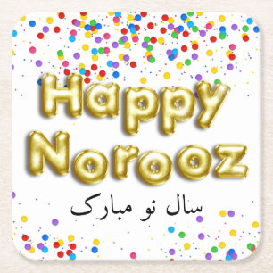 Gold Balloon Happy Norooz Persian New Year Rechteckiger Pappuntersetzer