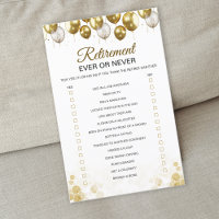 Gold Balloon Happy Retirement Party Game Card