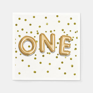 Gold Balloons & Confetti 1. Geburtstag Party Serviette