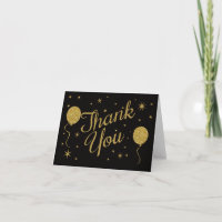 Gold Balloons Vielen Dank Karten Black Gold Stars