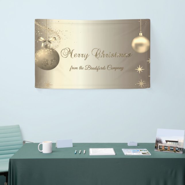 Gold Balls Snowflakes Stars Company Banner (Messeveranstaltung)