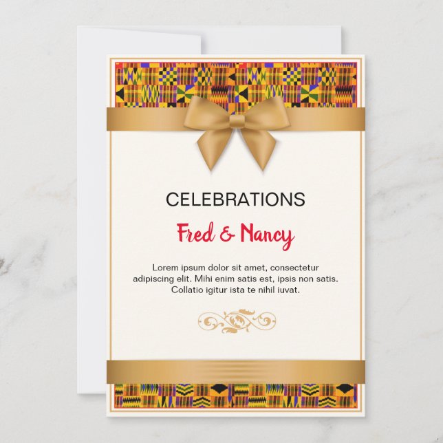 Gold Band Kente Einladungskarten. Einladung (Vorderseite)