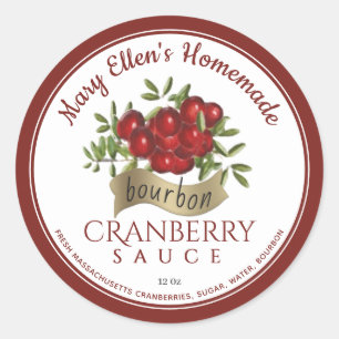 Gold Banner Bourbon und Cranberry Sauce Label Runder Aufkleber