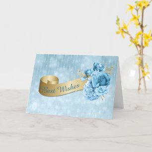 Gold Banner mit Blumen Hochzeit  Karte