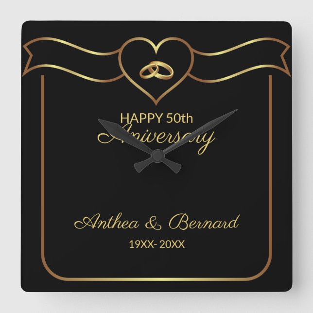 Gold-Banner Quadratische Wanduhr (Vorderseite)