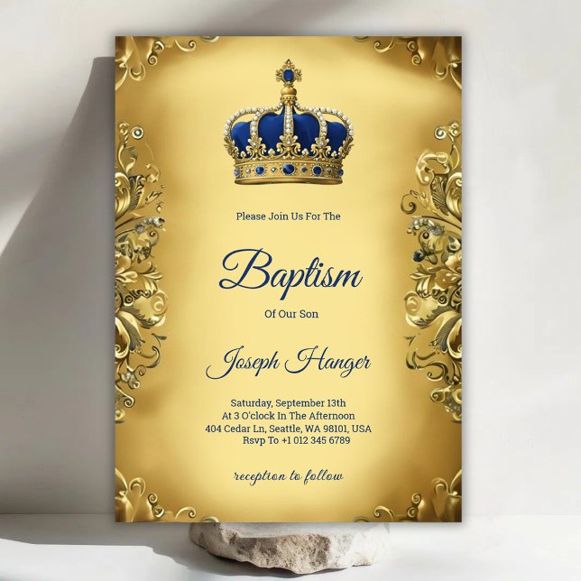 Gold baptism invitation with an ornate invitation  einladung (Von Creator hochgeladen)