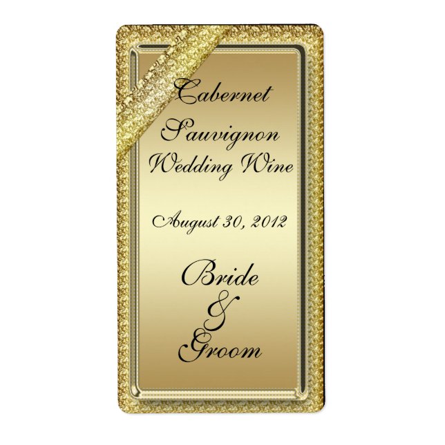 Gold Bar Wedding Wine Label (Vorne)