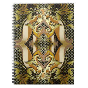 Gold Barock Luxus 3D Vintage nahtlose Muster. L Notizblock
