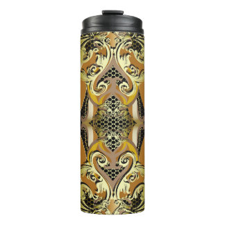 Gold Barock Luxus 3D Vintage nahtlose Muster. L Thermosbecher