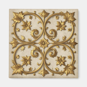 Gold Barock Verzierte Filigranarbeit Magnet