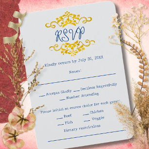 Gold Barockes Blumenherz Mexikanische Hochzeit RSVP Karte