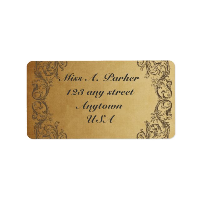 Gold Baroque verziert Elegante Adressetiketten (Vorne)