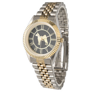 Gold Basenji Dog Silhouette Armbanduhr