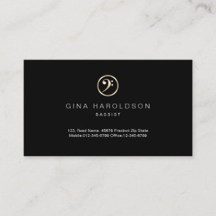 Gold Bass Clef Symbol Bassist Business Card Visitenkarte