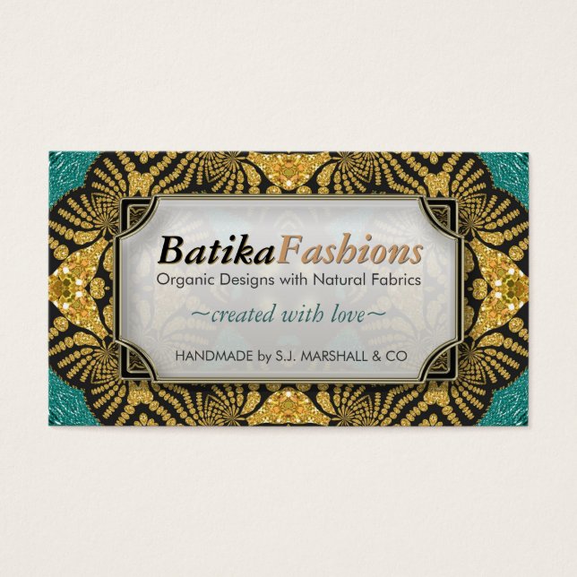 Gold Batika Fashion Modern Tribal Business Cards (Vorderseite)