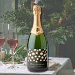 Gold Baubles Christmas Ornaments on Black<br><div class="desc">Elegante Weihnachtsbaumschmuck auf schwarzem Hintergrund, personalisieren Sie diese Schaumweinflaschen-Etiketten als Geschenke zu geben oder in Ihrem Party für das Abendessen im Urlaub zu servieren, Weihnachts-Party, Feiertage Hochzeitsfeier und vieles mehr, ändern Sie einfach die Formulierung. Klicken Sie zum Anpassen auf die Schaltfläche "Personalisieren", dann auf den Link Weitere Anpassung, um diese...</div>