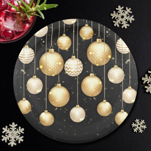 Gold Baubles Weihnachtsbaum Party Pappteller (Von Creator hochgeladen)