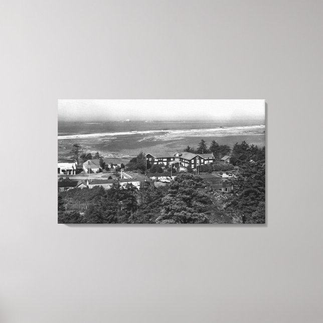 Gold Beach, Oregon Town View und Sunset Inn Leinwanddruck (Vorderseite)