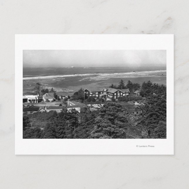 Gold Beach, Oregon Town View und Sunset Inn Postkarte (Vorderseite)
