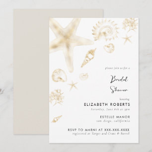 Gold Beach Wedding Bridal Brunch Einladung