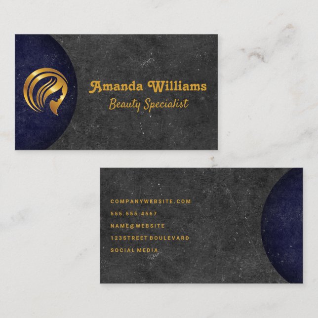 Gold Beauty Logo | Hintergrund Visitenkarte (Vorne/Hinten)