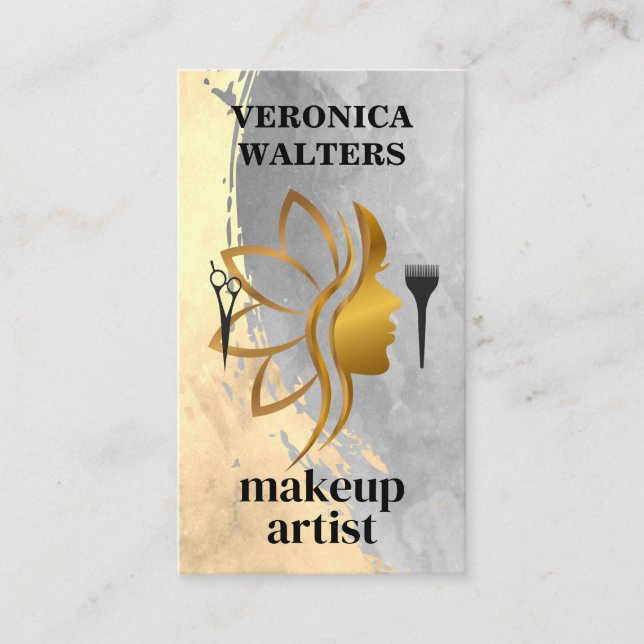 Gold Beauty Logo | Tools für Haarstifte Visitenkarte (Vorderseite)