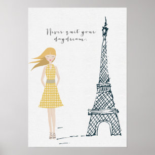 Gold "Beenden Sie Ihren Traum nie" Zitat-Poster Poster