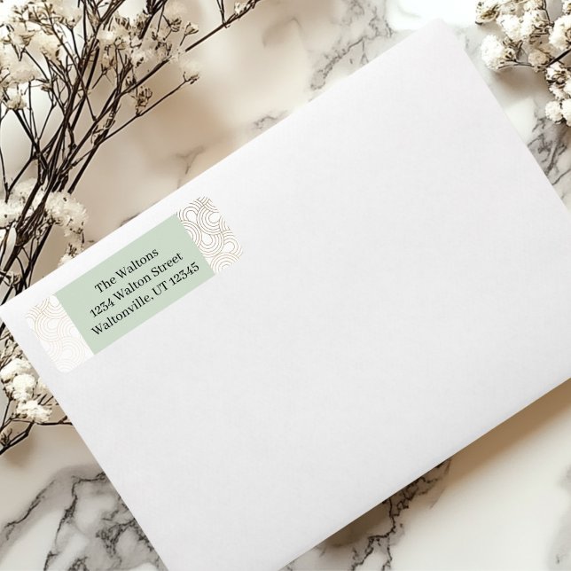 Gold/Beige-Circle-Design (Green and Gold Return Address Label)