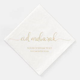 Gold Beige Eid Mubarak Calligraphy Custom Serviette