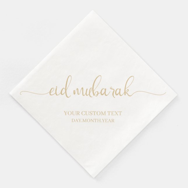 Gold Beige Eid Mubarak Calligraphy Custom Serviette (Ecke)