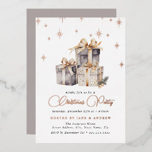 Gold Beige Gray Festspiele Weihnachten Folieneinladung