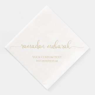 Gold Beige Ramadan Mubarak Calligrafie Custom Serviette