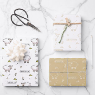 Gold Beige Schafe Eid Mubarak Kinder Geschenkpapier Set