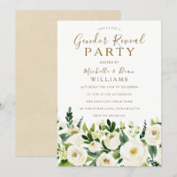 Gold Beige & Weiße Blume Gender Reveal Party