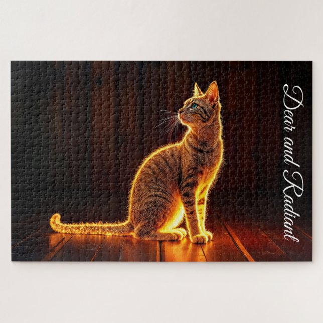Gold beleuchtete Katzenleuchte und Schattentiere K (Horizontal)