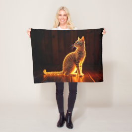Gold beleuchtete Katzenleuchte und Schattentiere K Fleecedecke