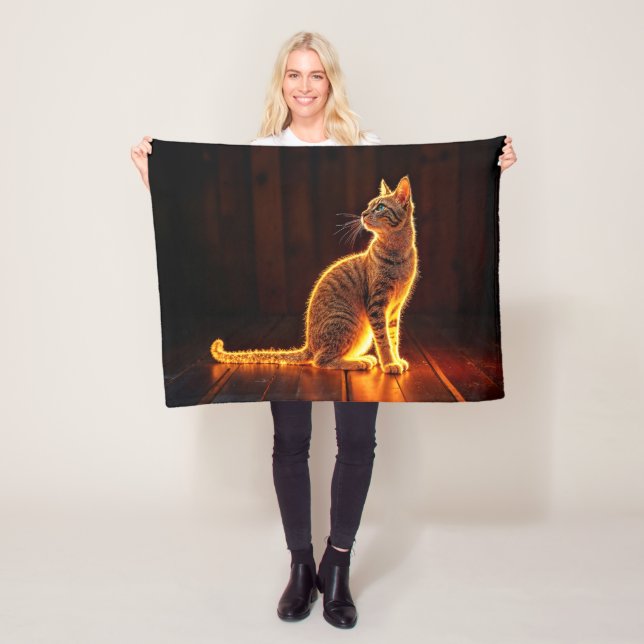 Gold beleuchtete Katzenleuchte und Schattentiere K Fleecedecke (Beispiel)
