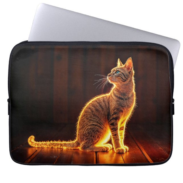 Gold beleuchtete Katzenleuchte und Schattentiere K Laptopschutzhülle (Vorderseite)