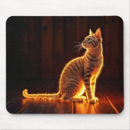 Gold beleuchtete Katzenleuchte und Schattentiere K Mousepad