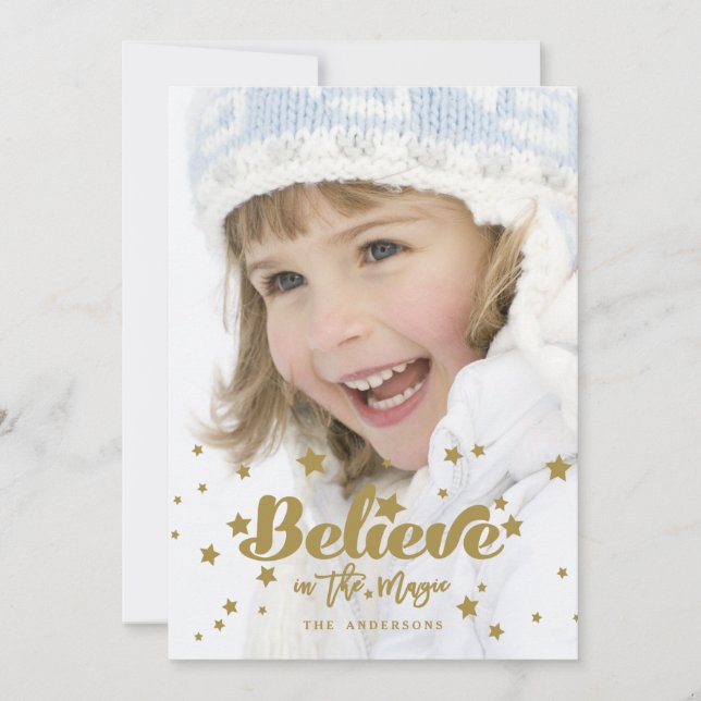 Gold Believe Magic | Carte photo de vacances (Devant)