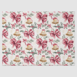 Gold Bells Pink Bows Weihnachten Seidenpapier