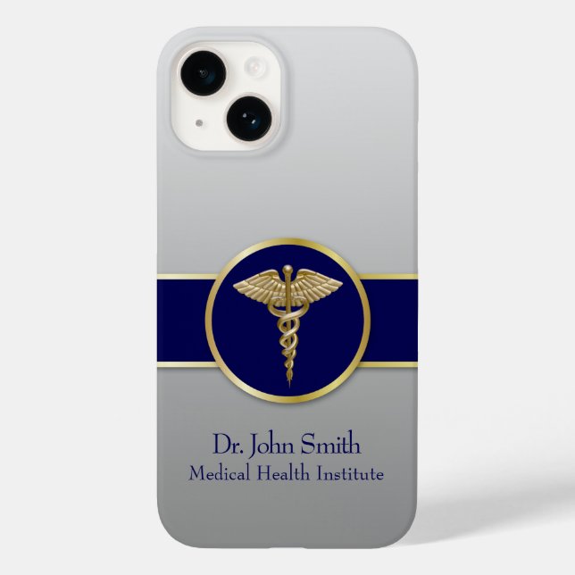 Gold Beruflich Caduceus Medical Blue Case-Mate iPhone 14 Hülle (Rückseite)