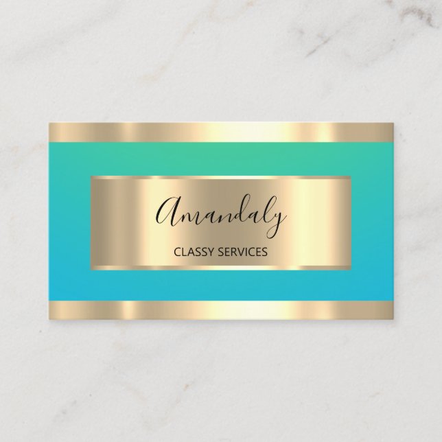 Gold Beruflich Consulting Dusty Blue Modern Visitenkarte (Vorderseite)