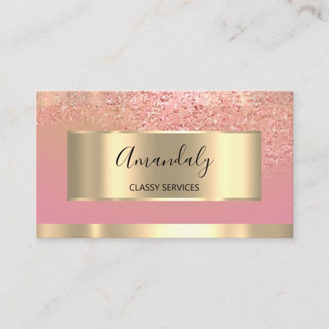 Gold Beruflich Consulting Dusty Pink Glitzer Visitenkarte (Vorderseite)
