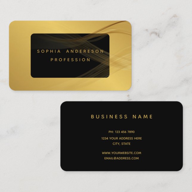 Gold | Beruflich Elegant Modernes Golden Visitenkarte (Vorne/Hinten)