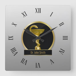 Gold Beruflich Hygieia Medical Bowl Name Quadratische Wanduhr