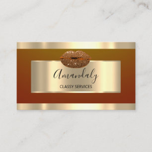 Gold Beruflich Makeup ArtistGlitter Kiss Lips Visitenkarte